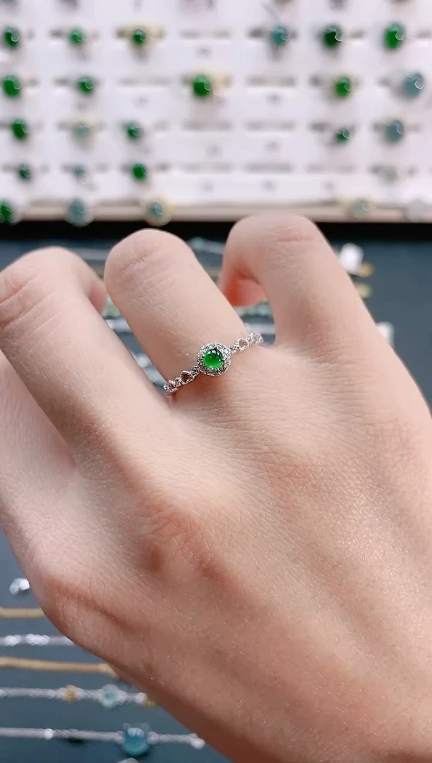 【闪购商品】翡翠戒指银S925镶嵌天然翡翠