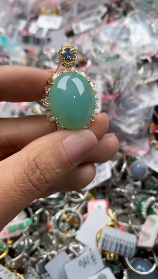 银S925镶嵌戒指翡翠101010----9