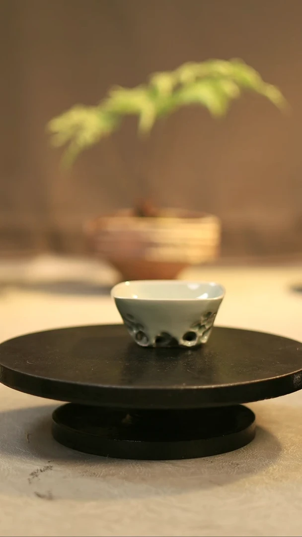 杯子瓷原产地原矿釉太湖石四方杯