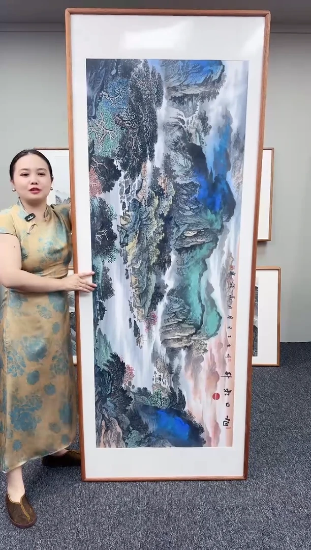 国画禾*旭日东升210*80手绘作品