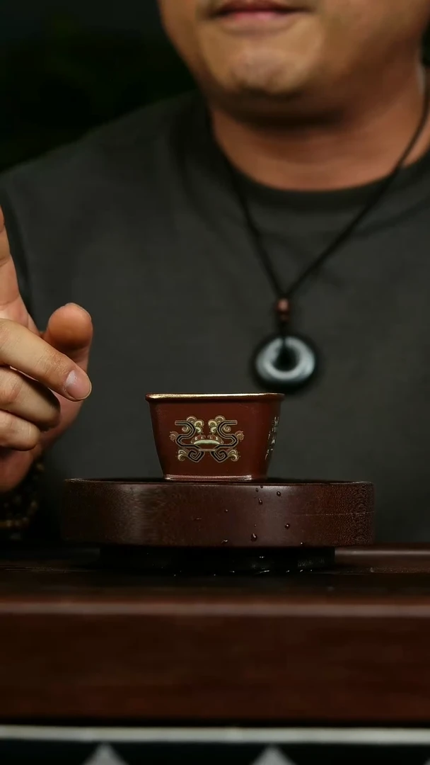 茶壶紫砂b5描金粉浆四方主人杯