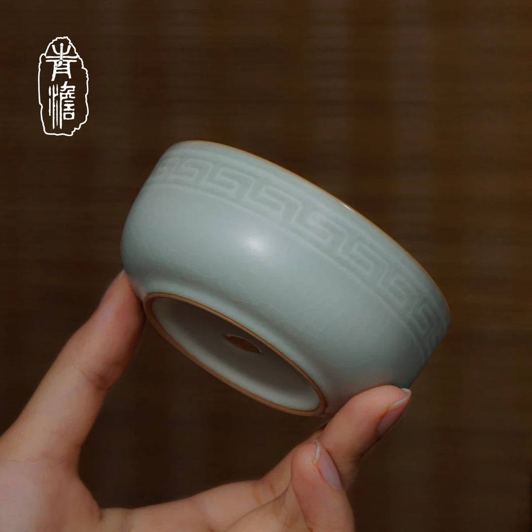 青澹汝窑如意杯开片款撤店清仓