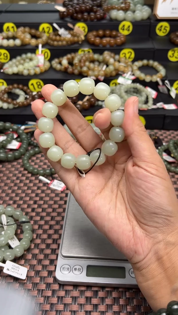 手串未镶嵌和田玉新疆和田玉且末料青白玉13*14