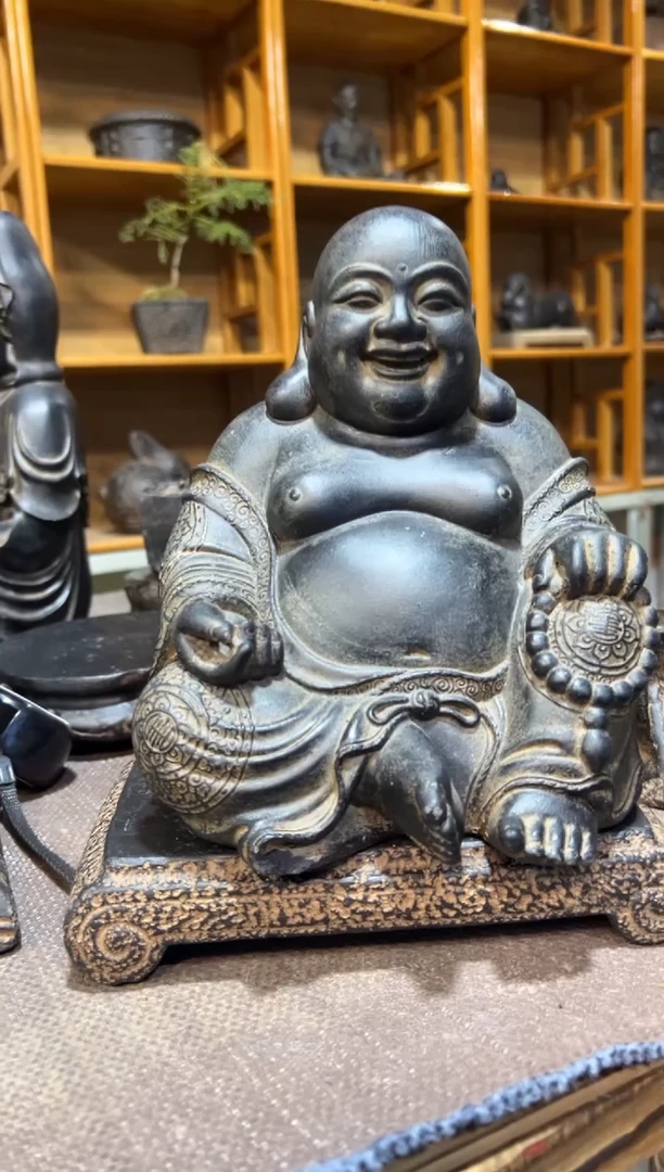 陶土大肚佛+小江枫底座