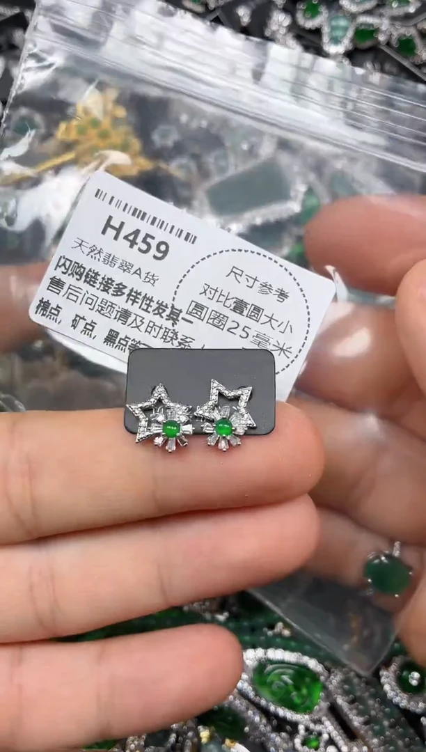 颈饰未镶嵌翡翠H459耳钉