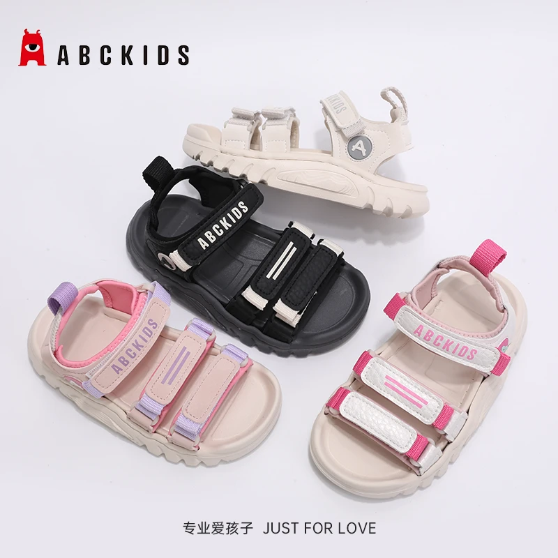 Abckids童鞋夏季沙滩鞋女童凉鞋魔术贴休闲防滑鞋子DP523208815