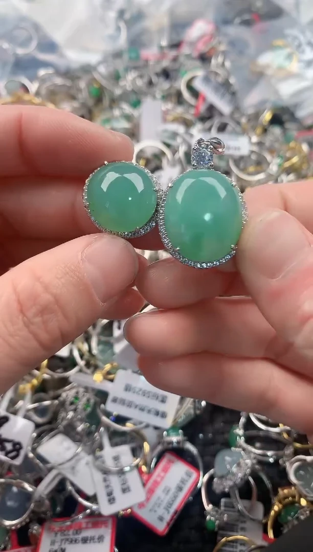 银S925镶嵌戒指翡翠222   1