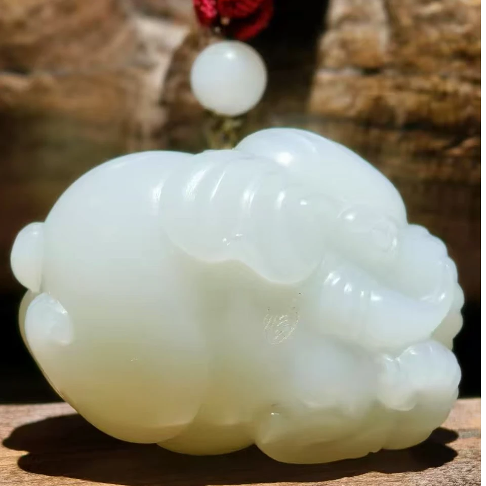 米达姐【米达姐和田玉】米达料吉祥如意（大象）——手工精雕
