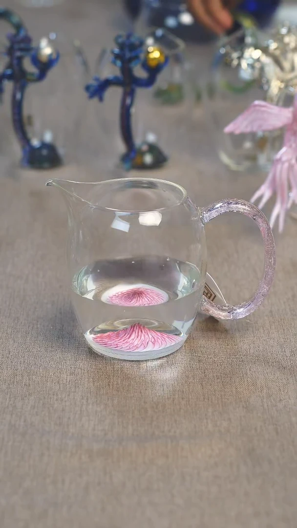 小*晓清韵粉凤尾公道+粉凤尾盖碗