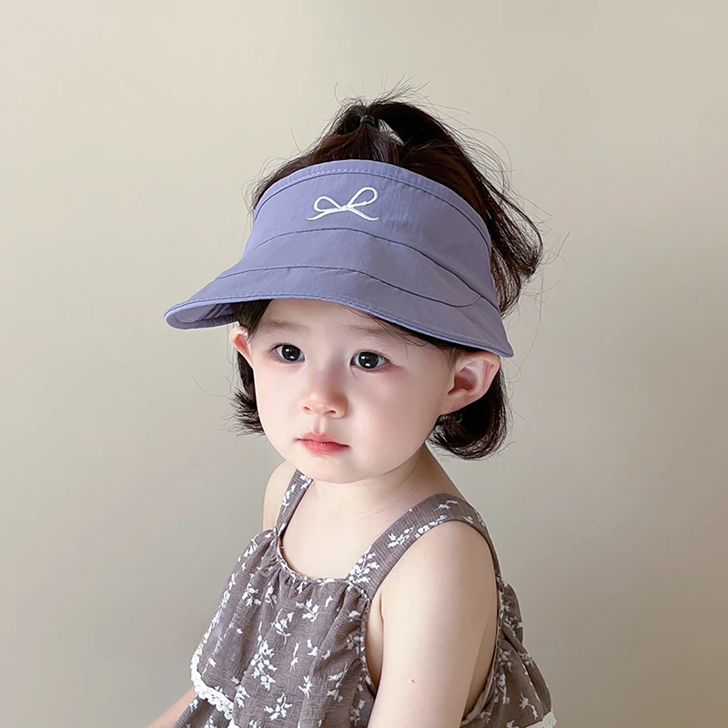 宝宝空顶帽子夏季薄款空顶大帽檐儿童防晒遮阳帽户外蝴蝶结太阳帽