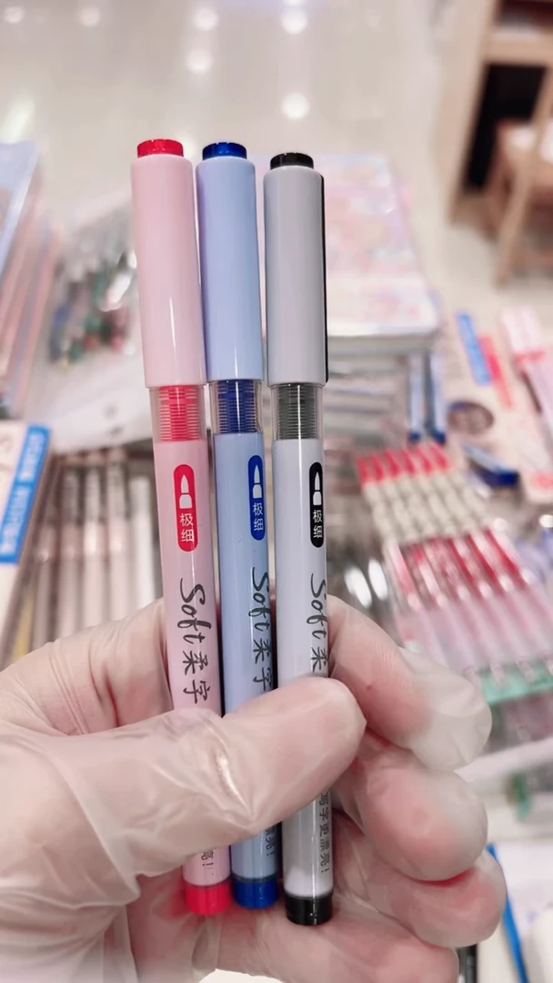 石头DS-837直液式软头柔字笔--3支（1黑1红1蓝）