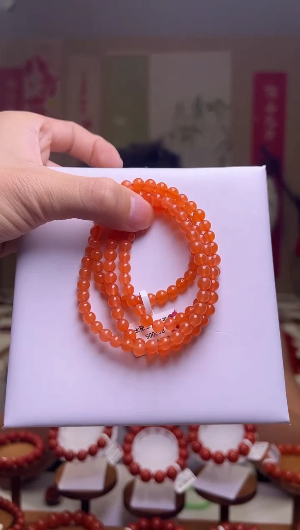 未镶嵌5mm南红玛瑙原矿保山冰红圆珠多圈