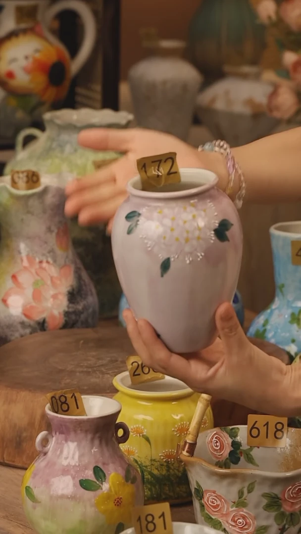 陶瓷172景德镇设计师手作花器摆件侘寂风