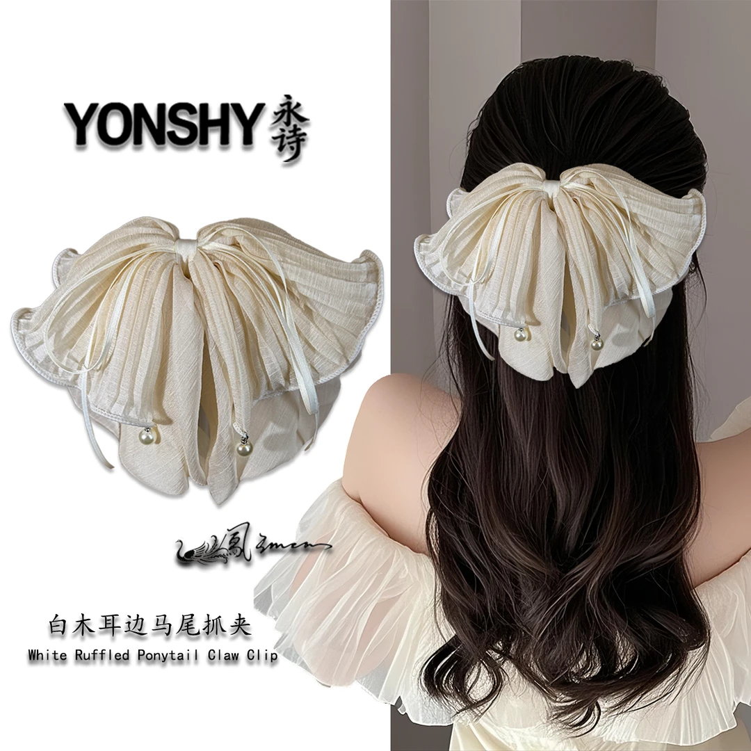 百搭气质超仙木耳蝴蝶结抓夹发卡发夹日韩少女风女头饰后脑勺抓夹