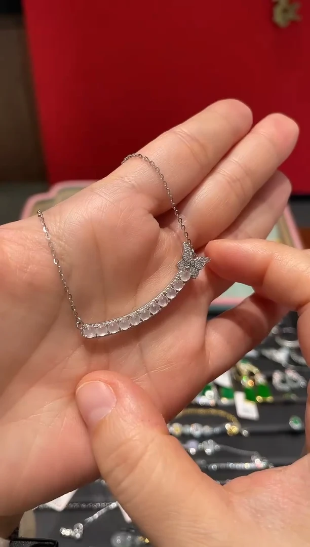 颈饰银S925镶嵌翡翠小追