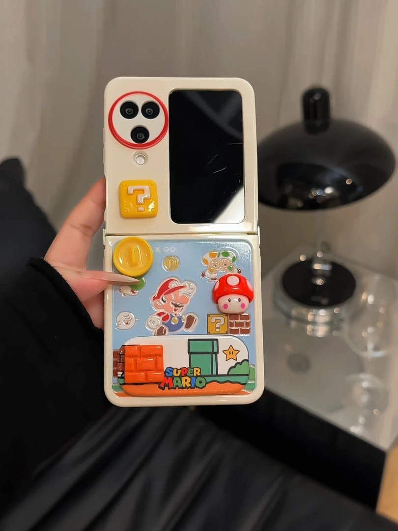（OPPOFIND系列）超级马里奥折叠奶油适用OPPOfindn2/3flip女手机壳