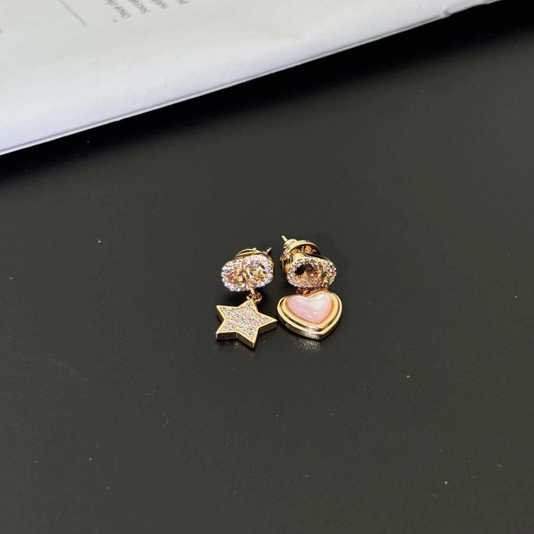 铜合金耳饰 A025-粉贝星星ab款