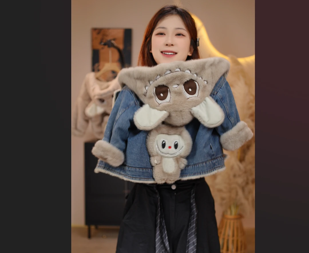 【baby】2025秋冬新款labu布儿童牛仔加绒加厚百搭宽松休闲外套8670