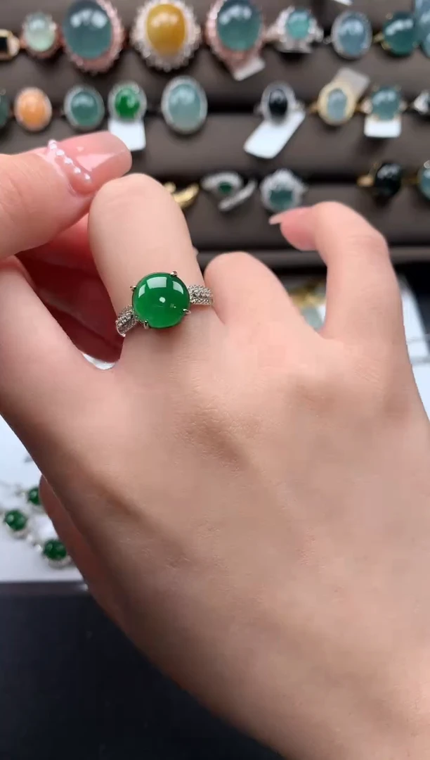 【闪购商品】翡翠戒指银S925镶嵌52141