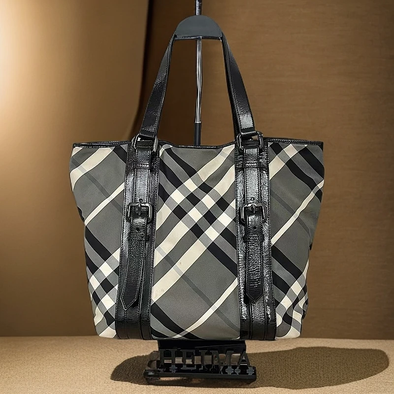 95新 BURBERRY/博柏利 12214947 Burberry格纹托特包  33*34