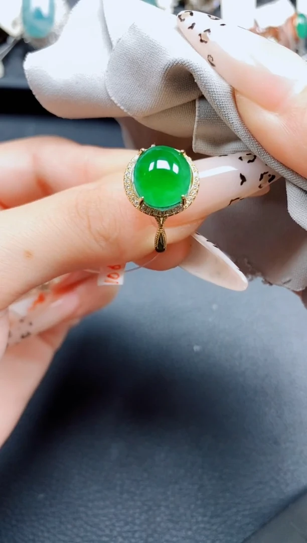 银S925镶嵌戒指翡翠翡翠