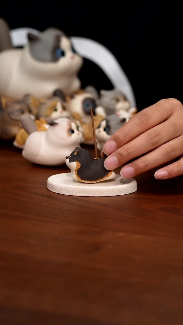 紫砂摆件黑柴香插