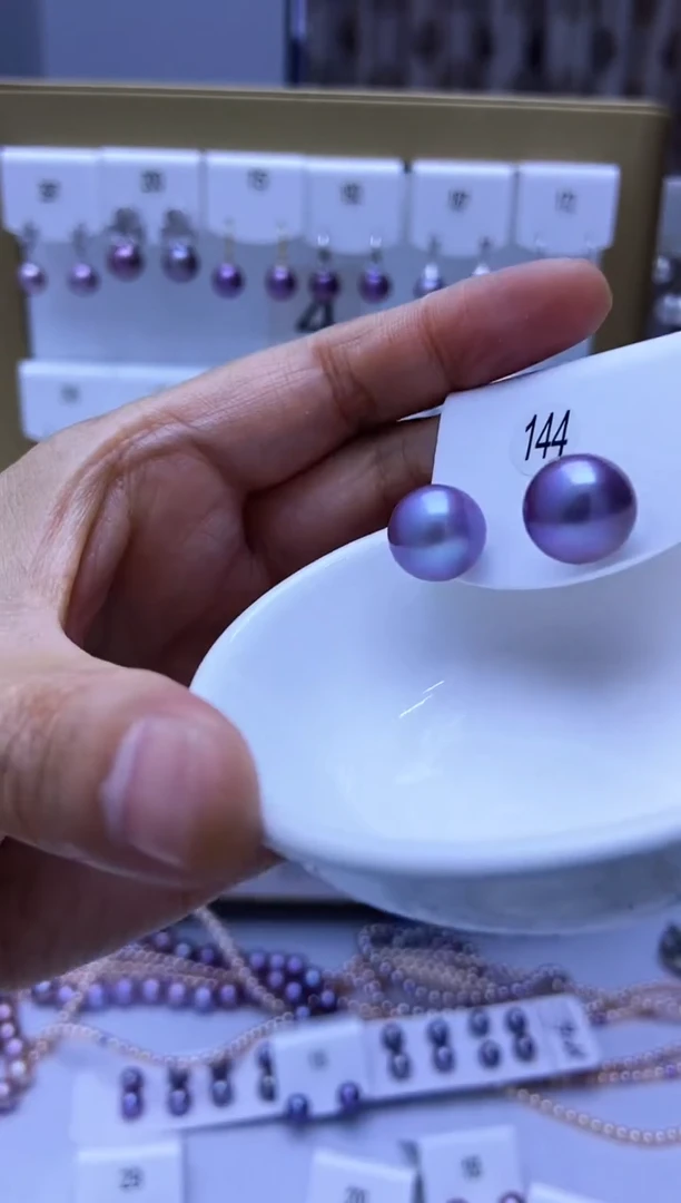 银S925镶嵌耳饰淡水珍珠144