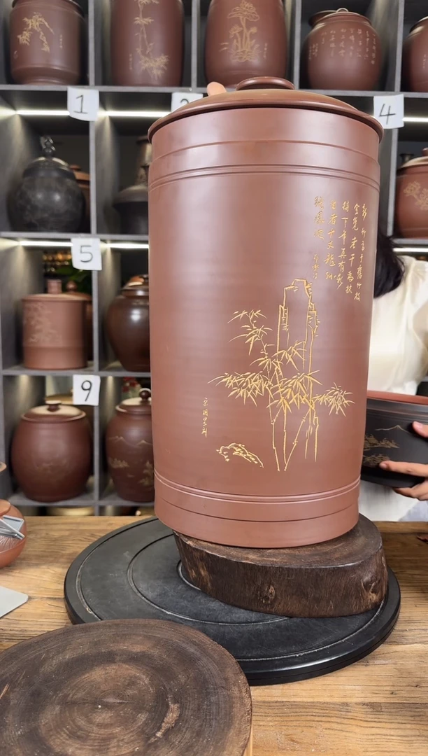 张***子本陶手作钦州坭兴陶15-20斤装茶叶罐4个手工痕迹特价