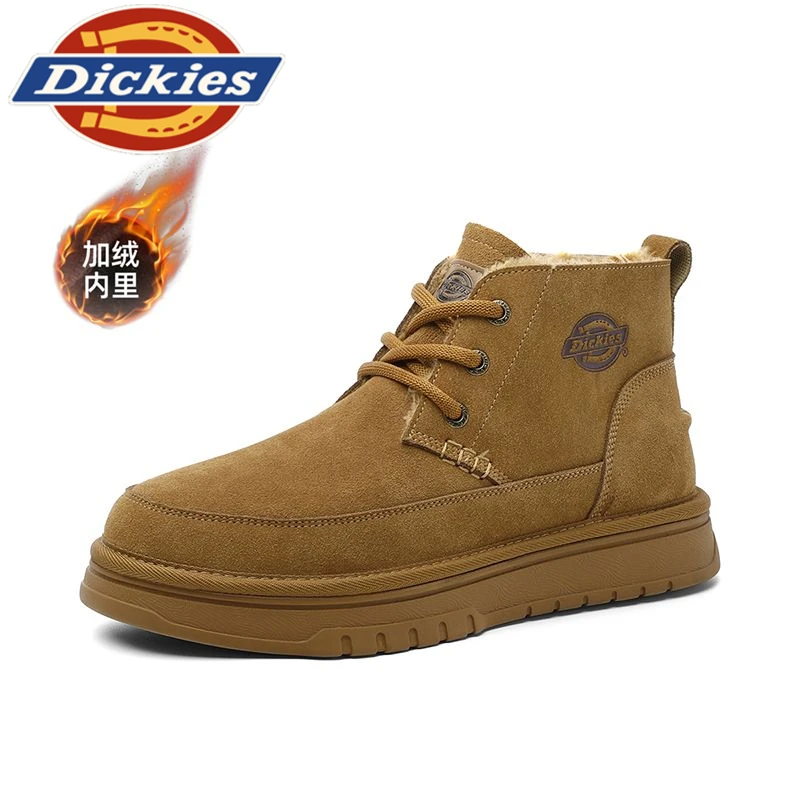 Dickies男士时尚户外百搭潮流加绒高帮冬季真皮英伦风保暖雪地靴