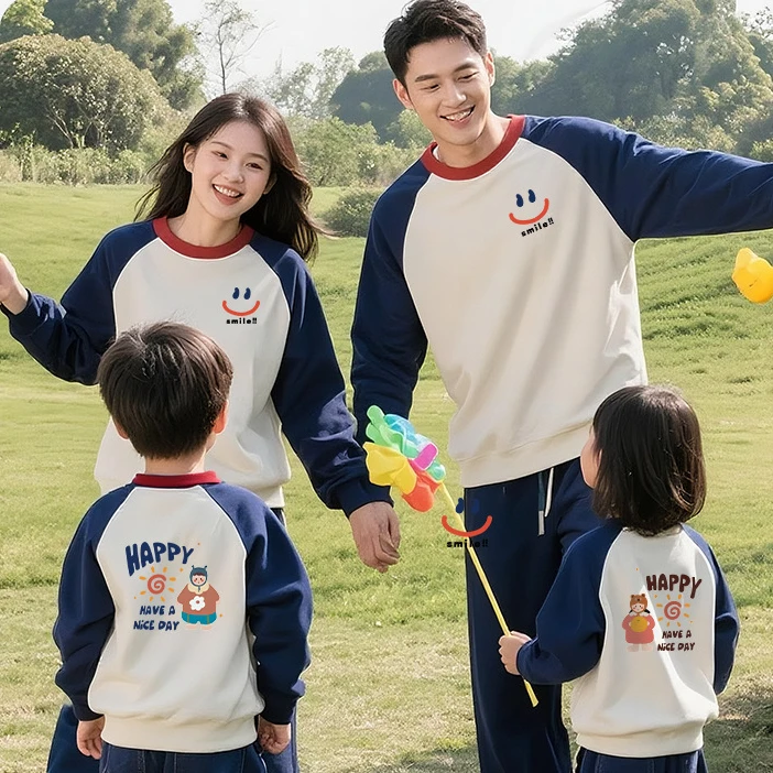 休闲全家装洋气母女装2025春秋季一家三四口旅游男女童多巴胺卫衣