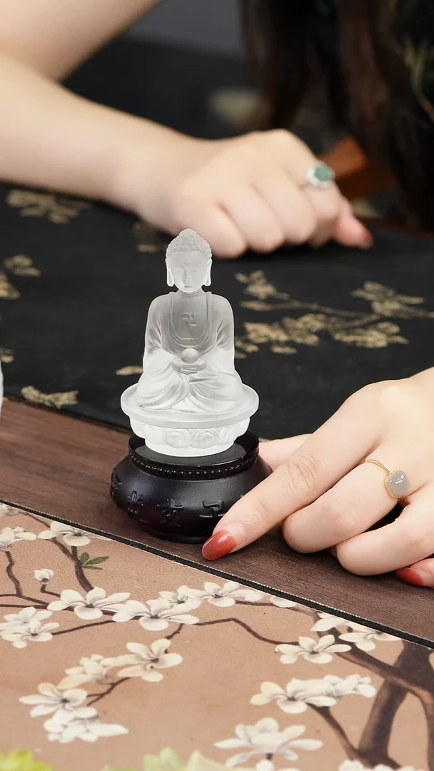 手工艺品琉璃白色药师佛茶宠摆件