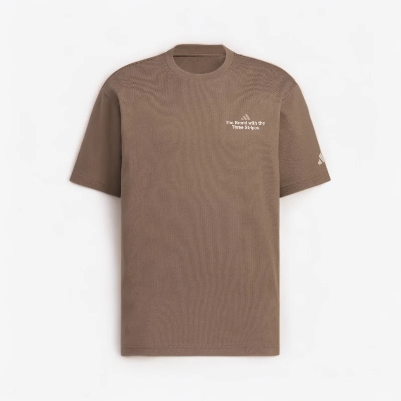 adidas/阿迪达斯舒适百搭时尚柔软纯色字母短袖T恤棕色KF0125