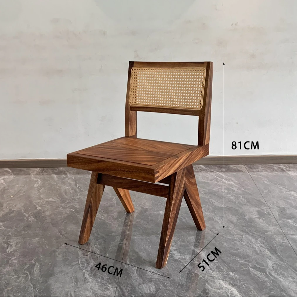 实木椅中式手工编织实木框架北欧凳子家用椅子放桌下餐厅简约桌椅