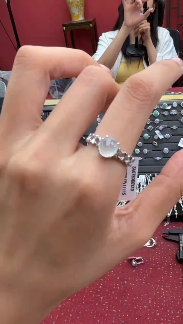 银S925镶嵌戒指翡翠003970r