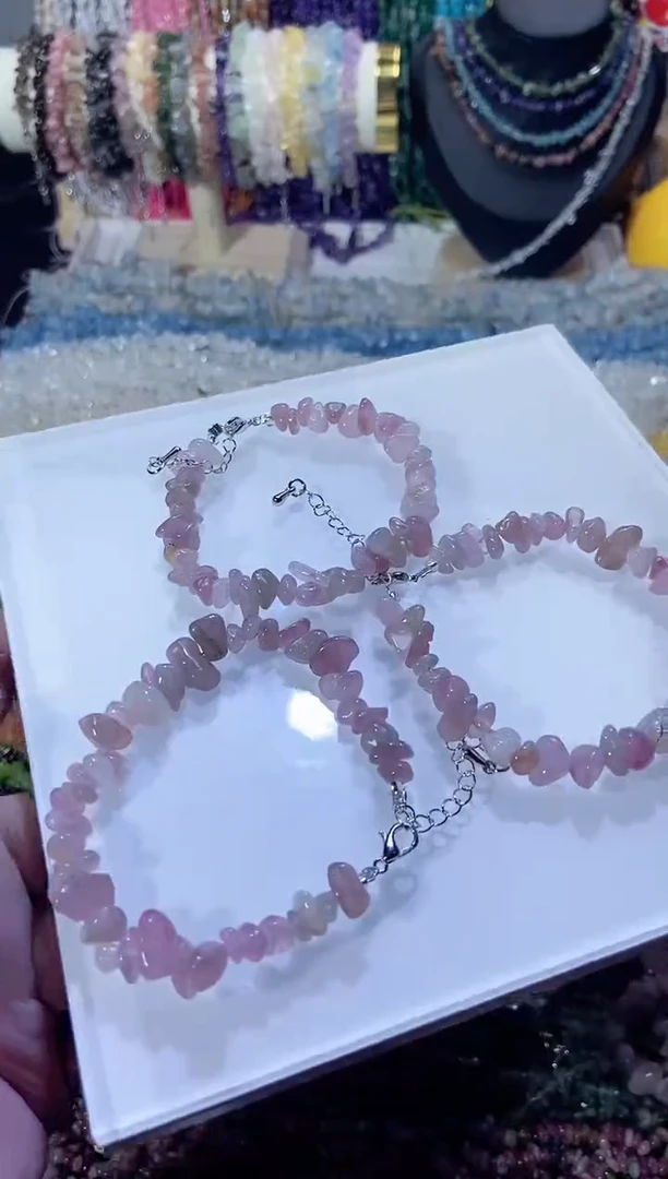 未镶嵌珠宝半成品水晶深紫马粉手链