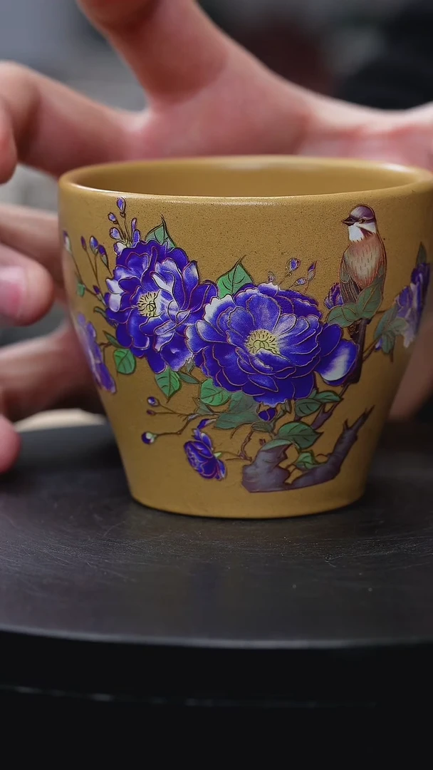 【闪购商品】紫砂茶壶009珐琅彩贴绘主人杯