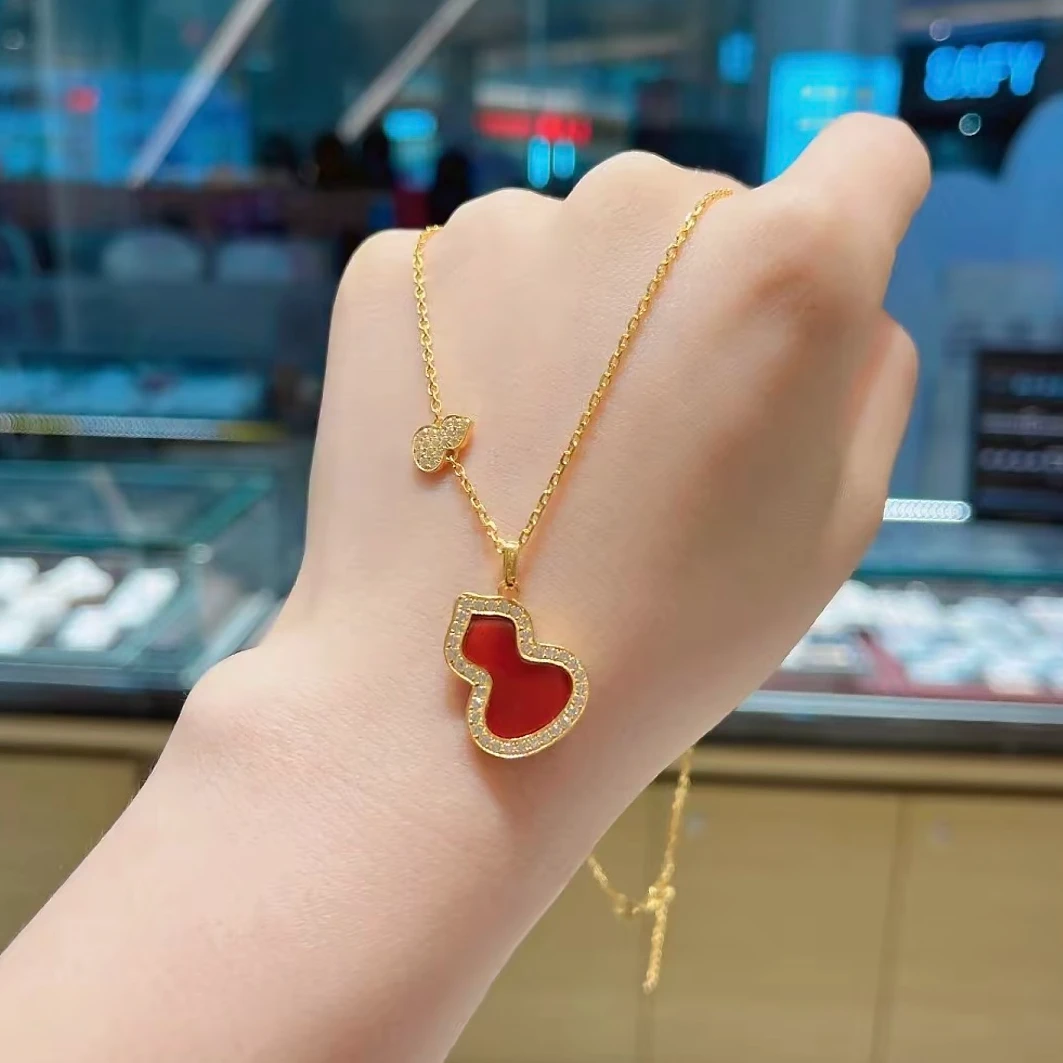 足金999红葫芦素款吊坠轻奢时尚红色（不含链）