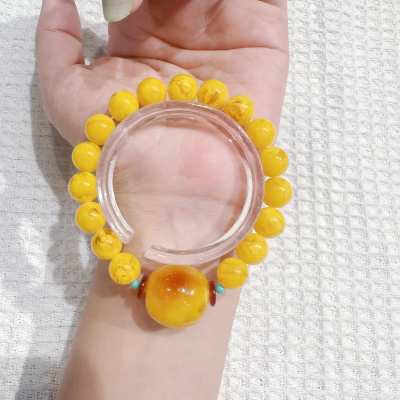 蜜蜡大枣珠单圈手串