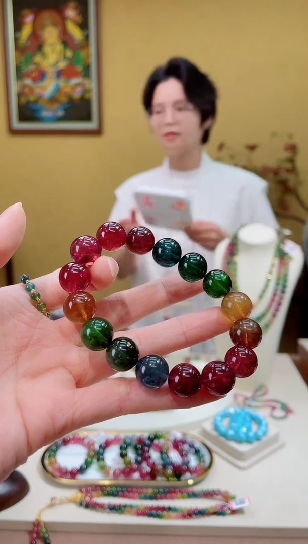 未镶嵌手串碧玺13mm黑美人圆珠