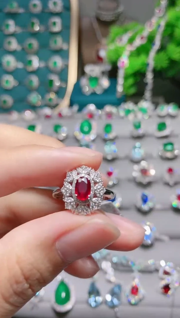 18K金镶嵌18K金戒指红宝石c***y.