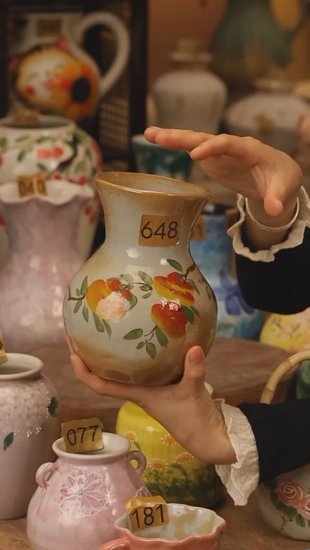 陶瓷景德镇设计师手作花器摆件侘寂风@M648@