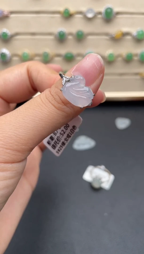 银S925镶嵌戒指翡翠一物一证一礼盒