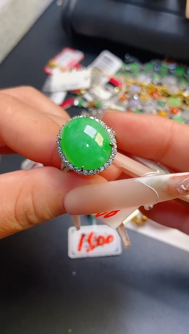 银S925镶嵌戒指翡翠天然