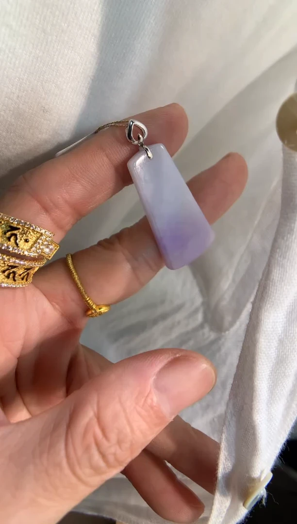 吊坠(不含链)18K金镶嵌翡翠无事牌