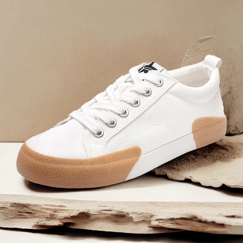 25115系带薄款休闲透气春季低帮帆布鞋运动潮流韩版平底时尚白色