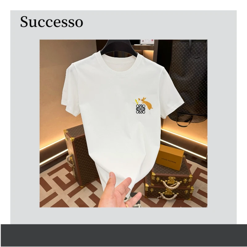 《L》夏季男士新款刺绣百搭休闲透气轻薄吸汗短袖T恤潮牌