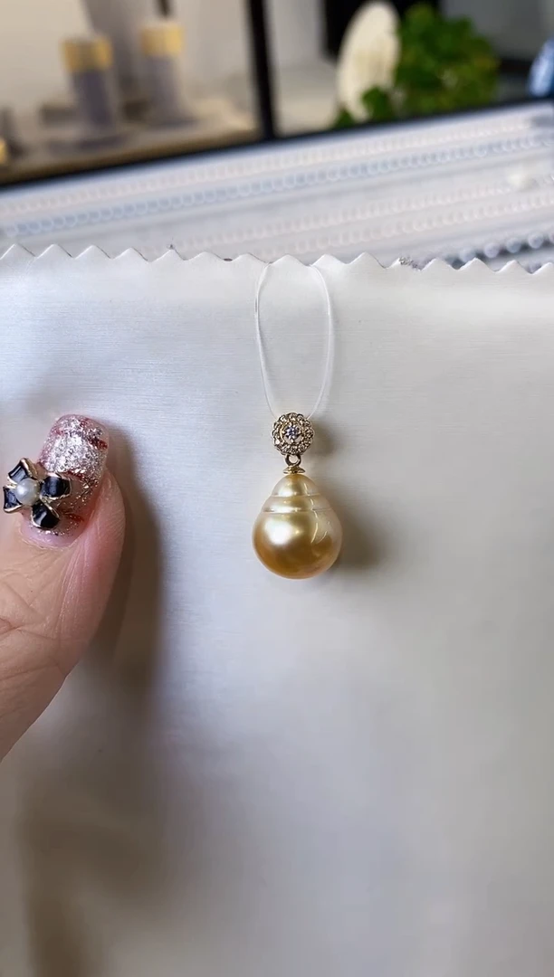 【闪购商品】海水珍珠吊坠(不含链)18K金镶嵌11-12海水珍珠吊坠