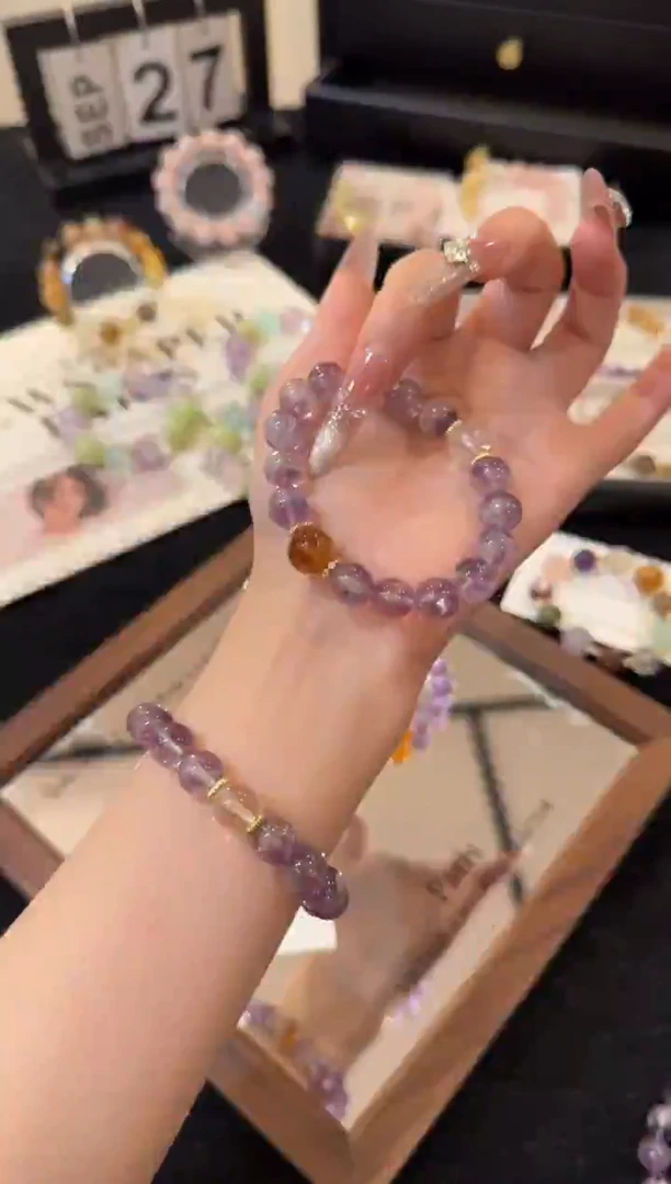 合金手链水晶紫兔毛x2707
