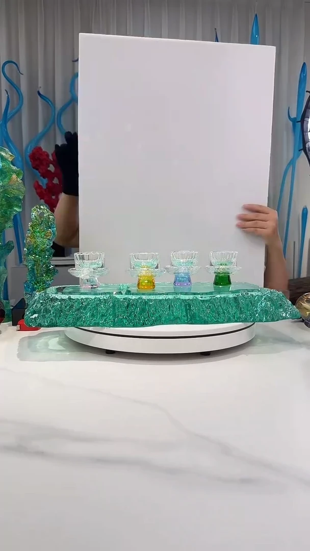 琉璃琉璃彩和水晶琉璃馆【茶盘YSJ02101送茶杯】