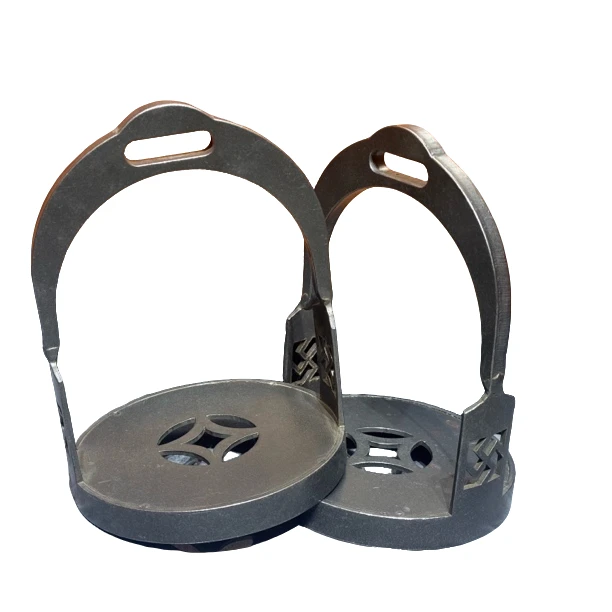 纯手工钢马镫万字花纹传统圆盘马镫